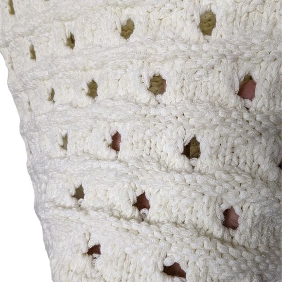 BEBE JIA Pointelle Sweater short sleeve Ivory delicate fabric sweater‎ XS - Picture 3 of 9